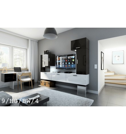 Ensemble meuble TV CONCEPT 9/HG/BW/4 noir/blanc brillant