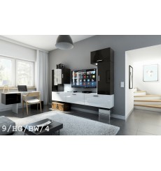 CONCEPT 9/HG/BW/4 preto/branco brilhante Conjunto de unidade de TV de 249 cm