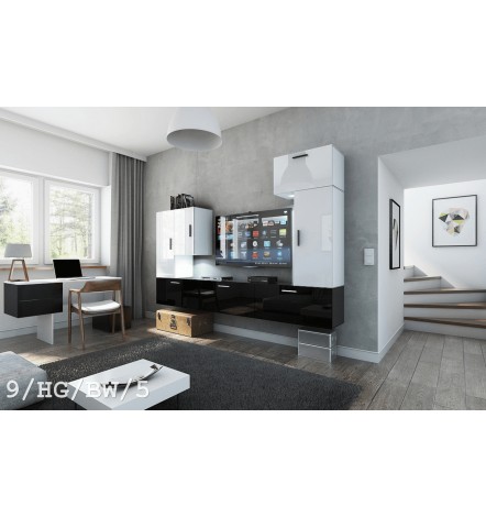 Conjunto mueble TV CONCEPT 9-9/HG/BW/3 blanco/negro brillante