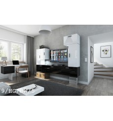 Conjunto mueble TV CONCEPT 9/HG/BW/5 blanco/negro brillante 249 cm