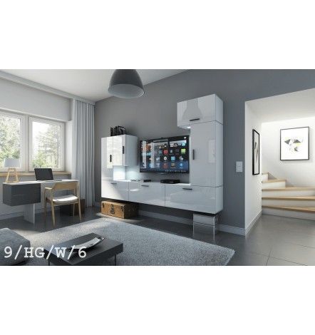 Conjunto mueble TV CONCEPT 9/HG/BW/5 blanco/negro brillante