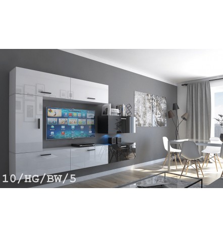 Conjunto mueble TV CONCEPT 10-10/HG/BW/3 blanco/negro brillante