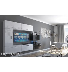 Conjunto mueble TV CONCEPT 10-10/HG/BW/5 blanco/negro brillante 249 cm