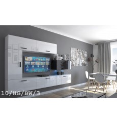 Mobile TV CONCEPT 10-10/HG/BW/3 bianco/nero lucido 249 cm