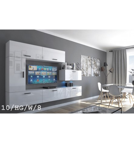 Ensemble meuble TV CONCEPT 10-10/HG/W/8 blanc brillant