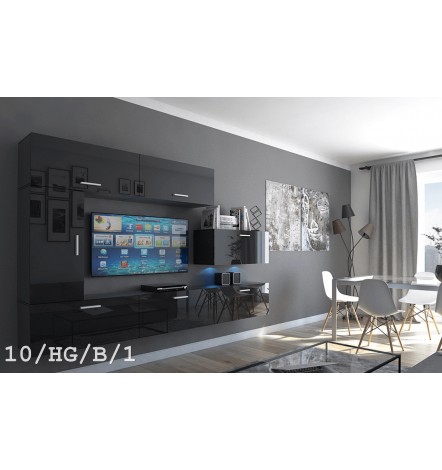 Conjunto mueble TV CONCEPT 10-10/HG/BW/2 negro/blanco brillante