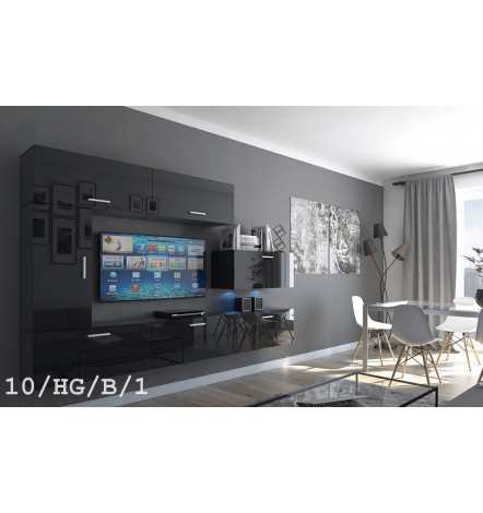 Ensemble meuble TV CONCEPT 10-10/HG/B/1noir brillant