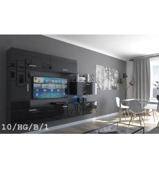 Conjunto mueble TV CONCEPT 10-10/HG/B/1 negro brillante 249 cm