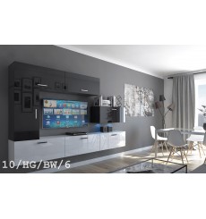 Conjunto mueble TV CONCEPT 10-10/HG/BW/6 negro/blanco brillante 249 cm