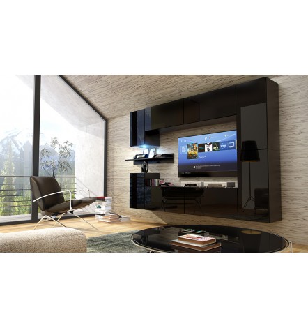 Conjunto mueble TV CONCEPT 13 C13/HG/W/4 blanco/negro brillante