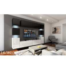Conjunto mueble TV CONCEPT 14/HG/BW/2 negro/blanco brillante 256 cm