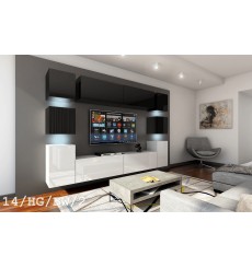 Ensemble meuble TV CONCEPT 14/HG/BW/2 noir/blanc brillant 256 cm