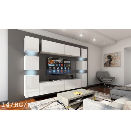 Conjunto mueble TV CONCEPT 14/HG/BW/2 negro/blanco brillante