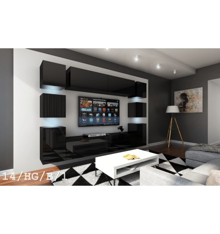 Conjunto mueble TV CONCEPT 14/HG/BW/2 negro/blanco brillante