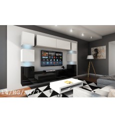 Conjunto mueble TV CONCEPT 14-14/HG/BW/3 blanco/negro brillante 256 cm