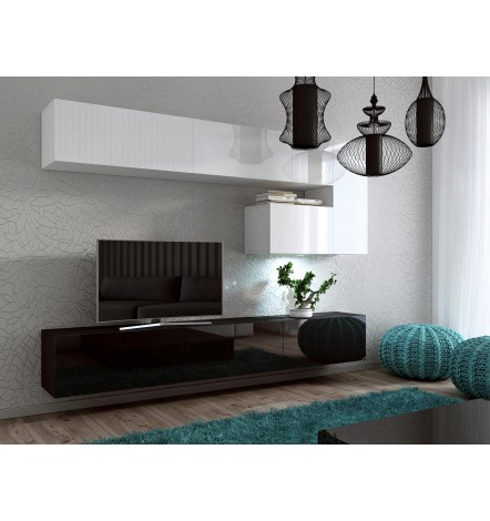 Conjunto mueble TV CONCEPT 14-14/HG/BW/3 blanco/negro brillante