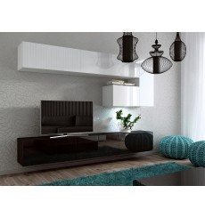 Porta TV CONCEPT 15 bianco/nero lucido 249 cm