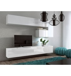 Conjunto mueble TV CONCEPT 15 blanco brillante 249 cm