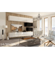 Conjunto mueble TV CONCEPT 16-16/HG/BW/3 blanco/negro brillante 249 cm