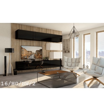 Conjunto mueble TV CONCEPT 16-16/HG/BW/3 blanco/negro brillante