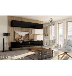 Conjunto mueble TV CONCEPT 16-16/HG/BW/2 negro/blanco brillante 249 cm