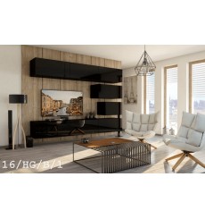 Conjunto mueble TV CONCEPT 16-16/HG/B/1 negro brillante 249 cm