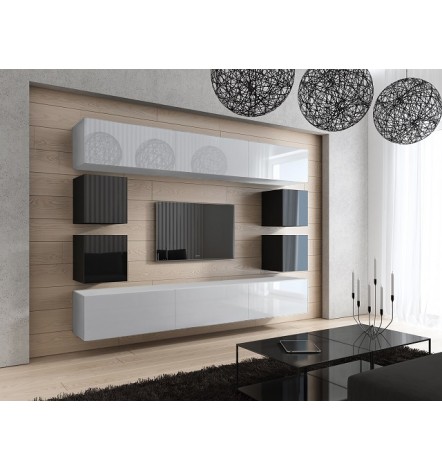 Conjunto mueble TV CONCEPT 17 negro/blanco brillante