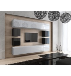 Conjunto mueble TV CONCEPT 17 C17-18WB-HG3-1A blanco/negro brillante 249 cm