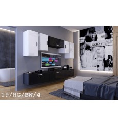 Conjunto mueble TV CONCEPT 19/HG/BW/4-1B negro/blanco brillante 276 cm