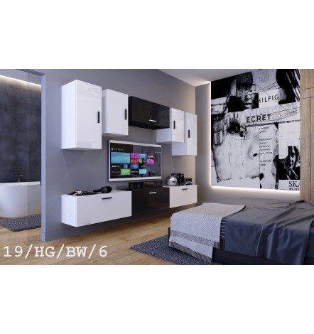 Conjunto mueble TV CONCEPT 19/HG/BW/5-1B blanco/negro brillante