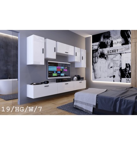 Conjunto mueble TV CONCEPT 19/HG/BW/6-1B blanco/negro brillante