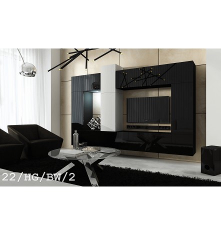 Ensemble meuble TV CONCEPT 22/HG/BW/2 noir/blanc brillant