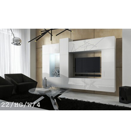 Conjunto mueble TV CONCEPT 22-22/HG/BW/3 blanco/negro brillante