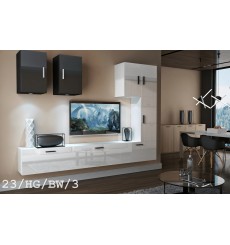 Conjunto mueble TV CONCEPT 23-23/HG/BW/3 blanco/negro brillante 249 cm
