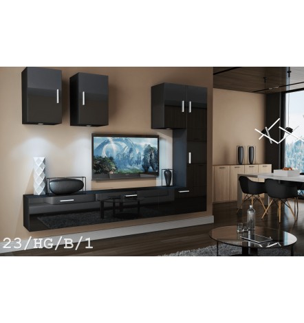 Ensemble meuble TV CONCEPT 23-23/HG/B/1 noir brillant