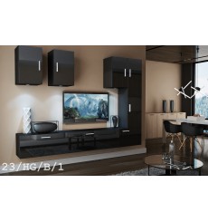 Conjunto mueble TV CONCEPT 23-23/HG/B/1 negro brillante 249 cm