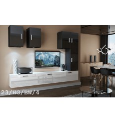 Conjunto mueble TV CONCEPT 23-23/HG/BW/4 negro/blanco brillante 249 cm