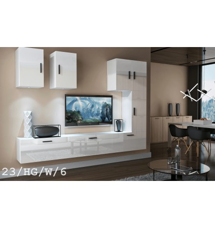 Conjunto mueble TV CONCEPT 23-23/HG/BW/5 blanco/negro brillante