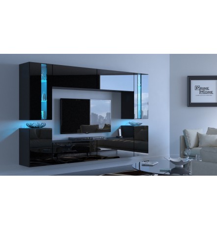 Conjunto mueble TV CONCEPT 23-23/HG/B/1 negro brillante