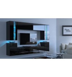 Conjunto mueble TV CONCEPT 24/HG/B/1 negro brillante 240 cm