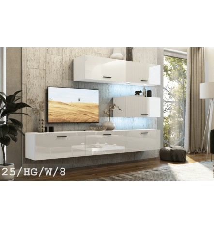 Ensemble meuble TV CONCEPT 25/HG/W/8 blanc brillant