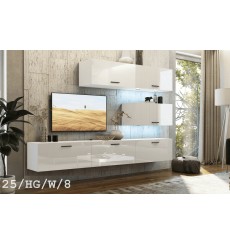 Ensemble meuble TV CONCEPT 25/HG/W/8 blanc brillant 166-249 x 35 x 191 cm