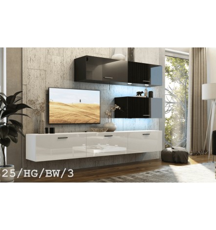 Conjunto mueble TV CONCEPT 25-25/HG/BW/6 blanco/negro brillante