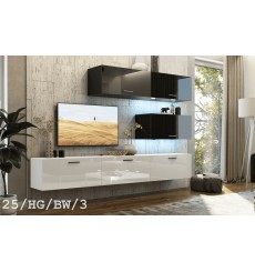 Mobile TV CONCEPT 25-25/HG/BW/3 nero/bianco lucido 166-249 x 35 x 191 cm