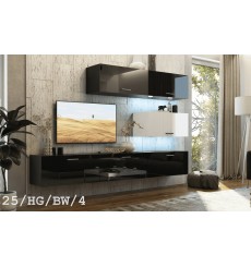 Ensemble meuble TV CONCEPT 25-25/HG/BW/4 noir/blanc brillant 166-249 x 35 x 191 cm