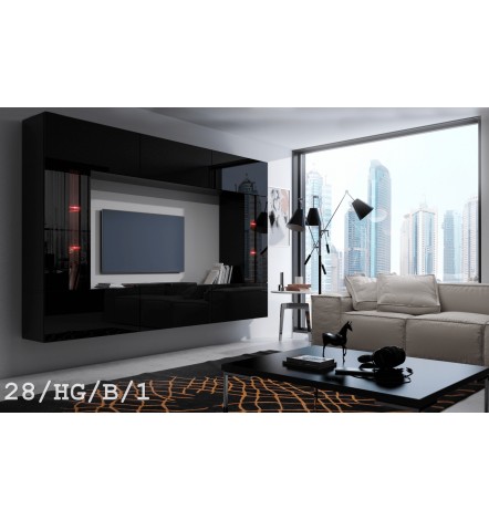 Ensemble meuble TV CONCEPT 28-28/HG/B/1-1A noir brillant