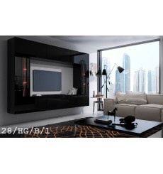 Conjunto mueble TV CONCEPT 28-28/HG/B/1-1A negro brillante 249 cm