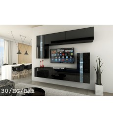 Conjunto mueble TV CONCEPT 30-30/HG/B/1-1A negro brillante 214 cm