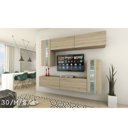 Conjunto mueble TV CONCEPT 30-30/HG/B/1-1A negro brillante