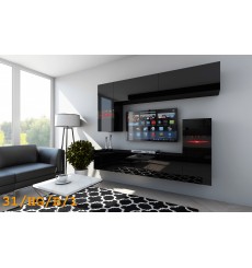 Conjunto mueble TV CONCEPT 31-31/HG/B /1-1A negro brillante 214 cm